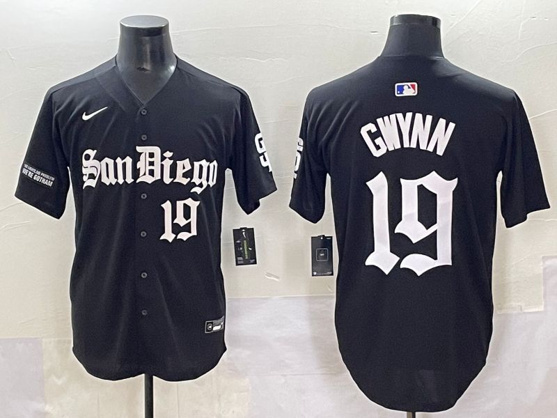Men 2025 San Diego Padres #19 Gwynn Black Five generations Joint Name Nike MLB Jersey style 9->toronto blue jays->MLB Jersey